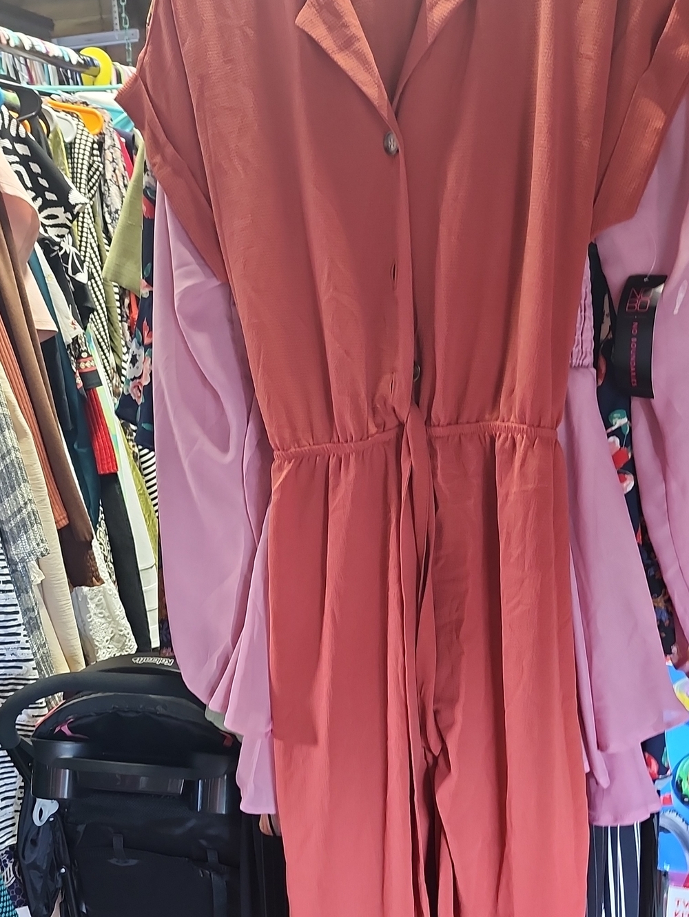 NOBO Rust Jumpsuit with Pink Sleeves
